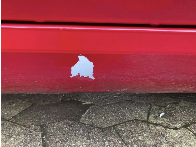 paint damage on car bumper
